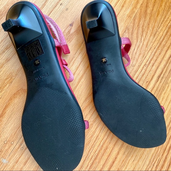 Fun & Edgy Vintage Prada Fuchsia Kitten Heel Sandals - Picture 4 of 15